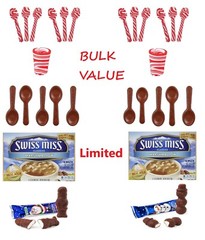 SWISS MIS SPOON-CUP PEPPERMINT CANDY CANE-MARSHMALLOW SANTA-SNOWMEN-COCOA DRINK