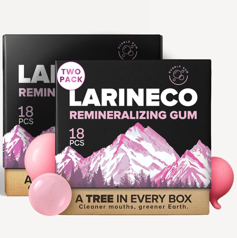 Larineco Remineralizing Gum with Nano Hydroxyapatite & 18 Count (Pack of 2)