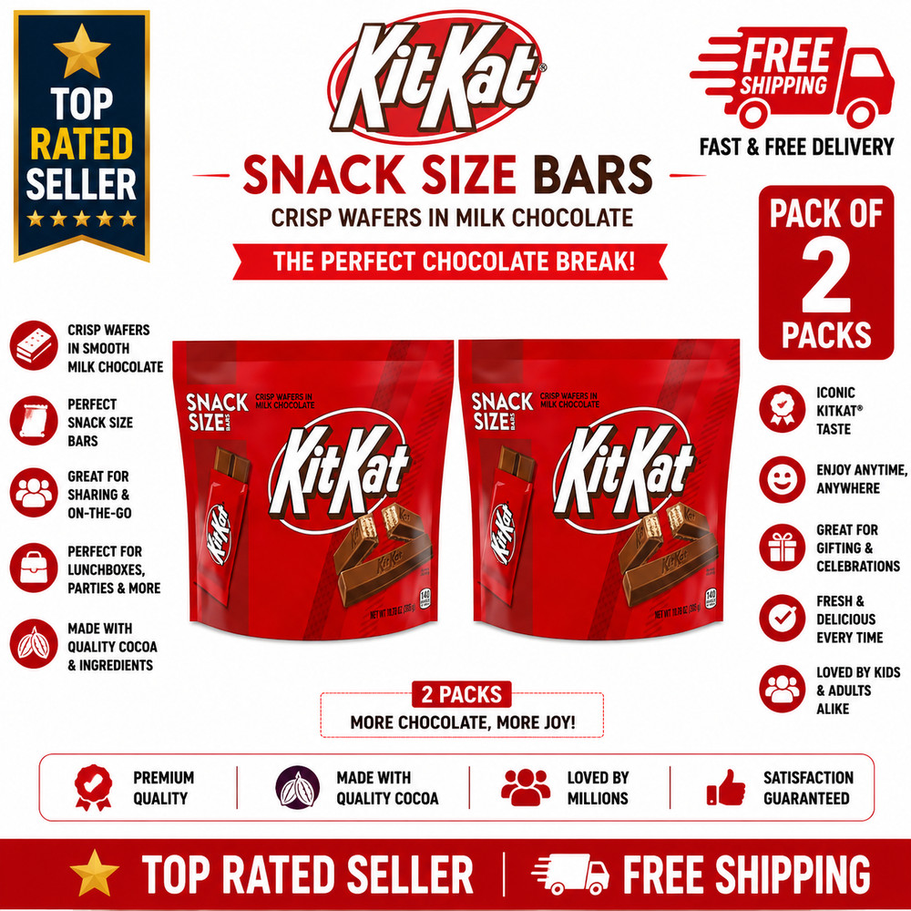 Kit Kat Milk Chocolate Wafer Candy, Snack Size, 10.78 oz Bag (Pack of 2)