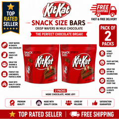 Kit Kat Milk Chocolate Wafer Candy, Snack Size, 10.78 oz Bag (Pack of 2)