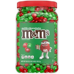 m&m’s MILK CHOCOLATE CHRISTMAS CANDY 62 OZ Pantry Jar ~ New, Red & Green Mix!🎄