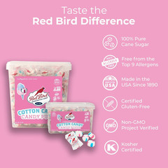 Red Bird Cotton Candy Flavored Candy, Puff Mints Individually Wrapped, 22 Oz Tub