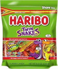 HARIBO Twin Snakes Sweet Sour Gummy Candy Share Size 8.3 oz