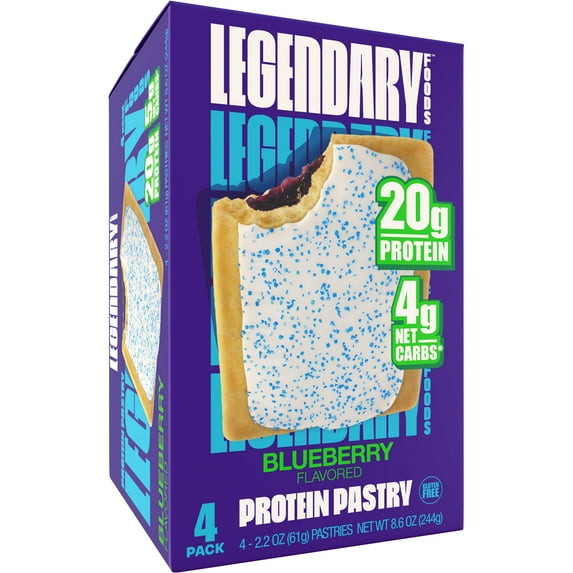 4 Pack Legendary Foods Blueberry Protein Pastry 20g Protein Keto Gluten Free