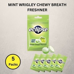 Chewy Mints Wrigleys Eclipse GreenGrape Powerful Refresh Breath New 5 Pack x 45g
