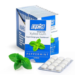 Epic 100% Xylitol Peppermint Chewing Gum – Sugar Free, Aspartame Free Dental Gum
