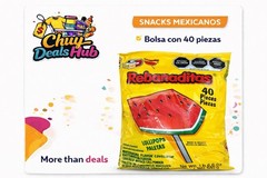 Rebanaditas Watermelon Chili Lollipops 40pcs Mexican Candy Spicy Tamarind Sweet