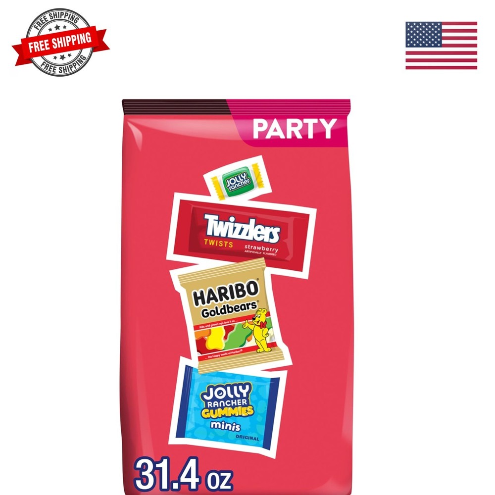 HARIBO, JOLLY RANCHER and TWIZZLERS Assorted Fruit Flavored Candy Party Pack,…