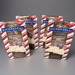4 Packs Ghirardelli Dark Chocolate Peppermint Bark Squares 4.45 Oz Each