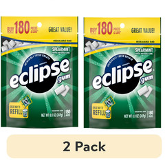 Eclipse Spearmint Sugar Free Chewing Gum, Value Pack – 180 Count Bag, (2 pack)