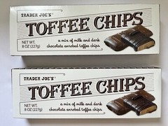 2 BOXES TRADER JOE’S CHOCOLATE TOFFEE CHIPS 8-OZ BOX