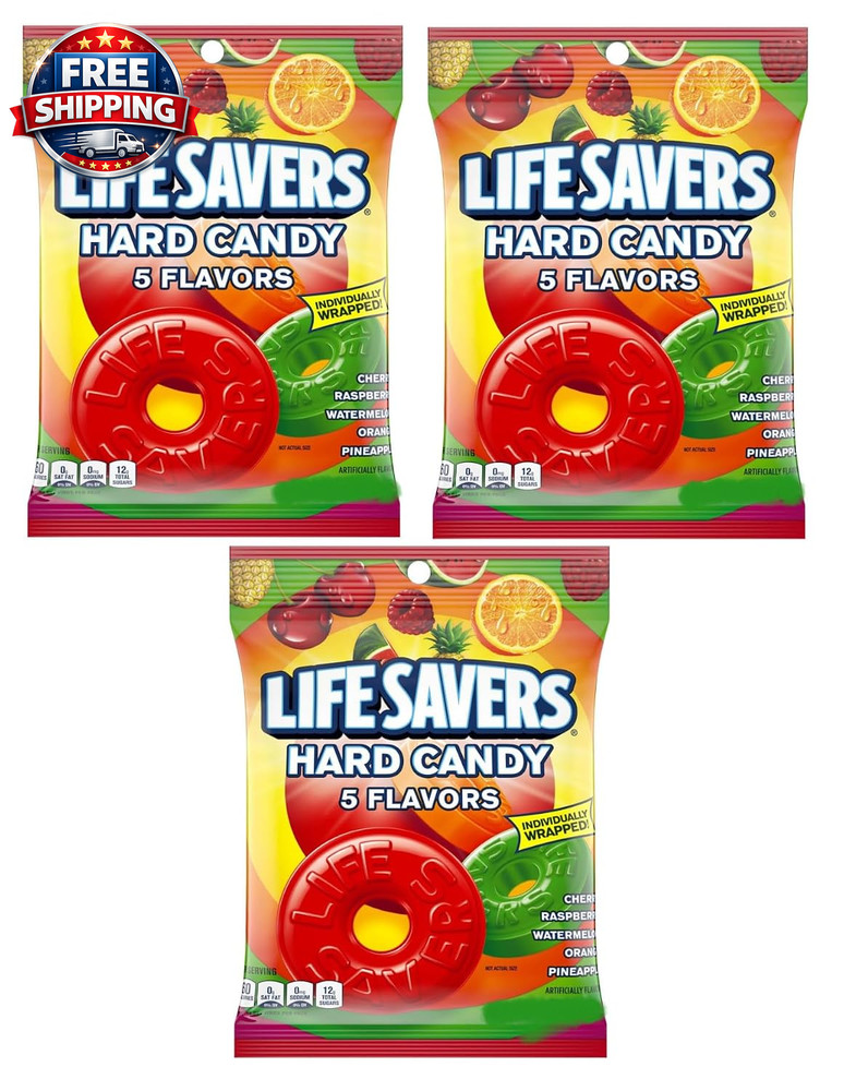 Lifesavers 5 Flavor Bags – Pack of 3 – Delicious Classic Hard Candy Everyone Is