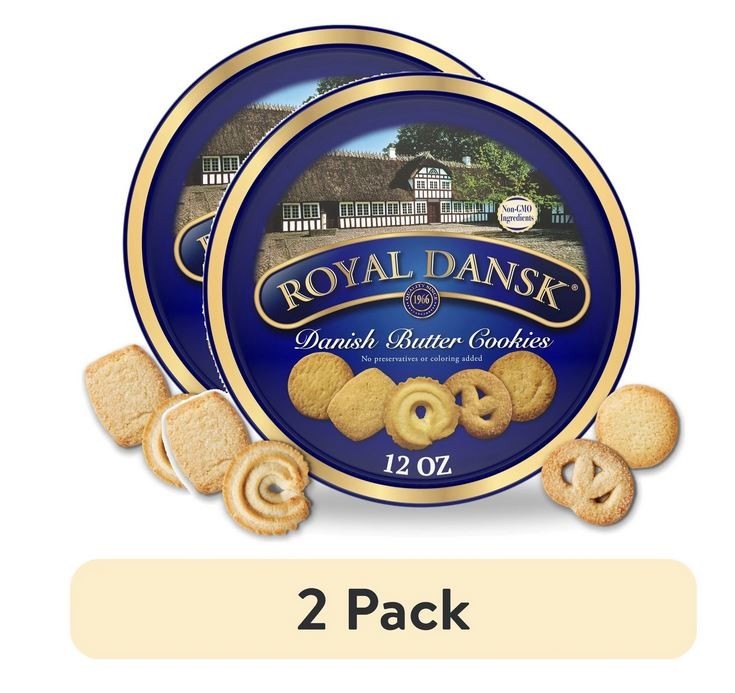 2 Pack Royal Dansk Danish Butter Cookies Assorted Premium Gift Tin 12 oz Each
