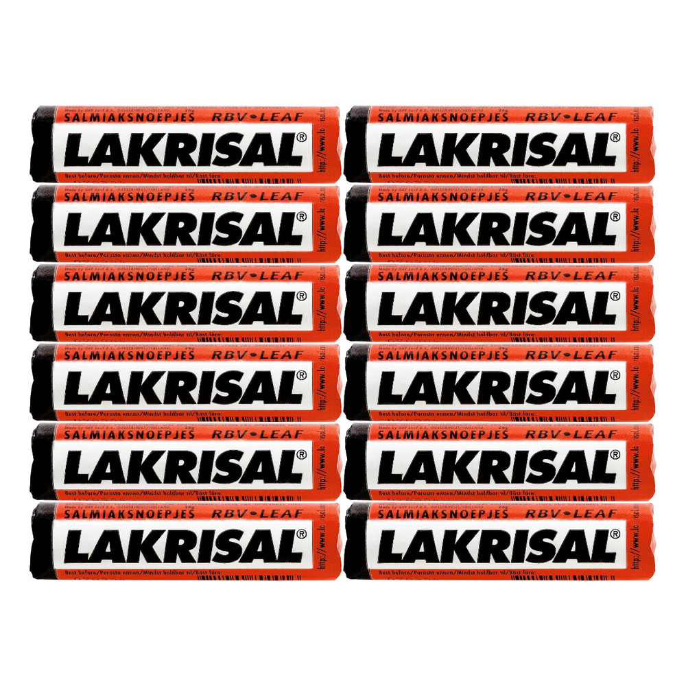 12x Lakrisal 25g Leaf | Swedish Salmiak Licorice Pastilles Multipack