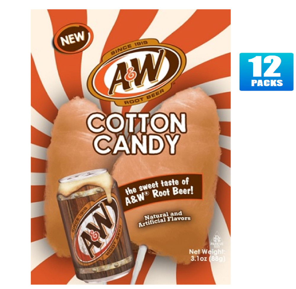 Full Box 12x Packs A&W Root Beer Cotton Candy – 3.1oz Each