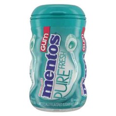 Full Box 6x Bottles Mentos Pure Fresh Wintergreen Gum, 50 Pieces Each – 3.53oz