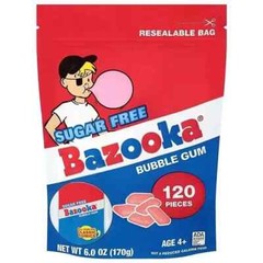 Bazooka Sugar-Free Bubble Gum Pellets Bag – 120 Count Bulk Gum, Original Flavor