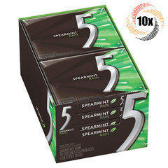 Full Box 10x Packs | 5 Gum Spearmint Rain Sugar Free Gum | 15 Sticks Per Pack