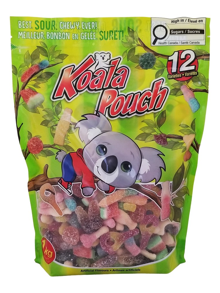 Koala Pouch Fruity Sour Gummy Mix, 12 Gummy Varieties, Party Size – 1kg/35.3 oz