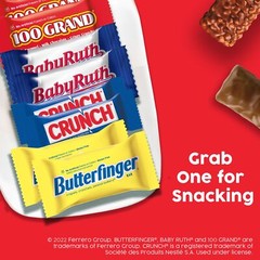 60 Count Assorted Fun Size Chocolate Candy Bars Butterfinger Crunch Baby Ruth…