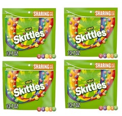 Skittles Sour Candy, Chewy Fruit Candies, Share Size, 13.7 oz Bag New Pack of 4