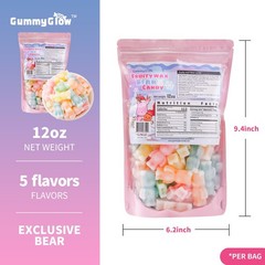GummyGlow Bear Wax Candy 0.75lb, 5 Flavor Fruity candy for ASMR, Party, snacking