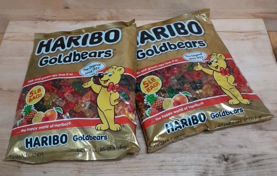 2CT: 5LB BAG:HARIBO Original Gold-Bears Gummi Candy Natural Fruit Flavors U.S.A.