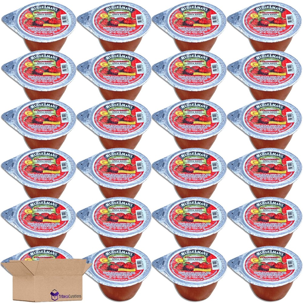 Musselman’s Unsweetened Strawberry Apple Sauce Cup, 4.5 Oz | Pack of 24