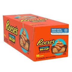 REESE’S Big Cup Caramel Milk Chocolate Peanut Butter Cups, Candy Packs (16 Count