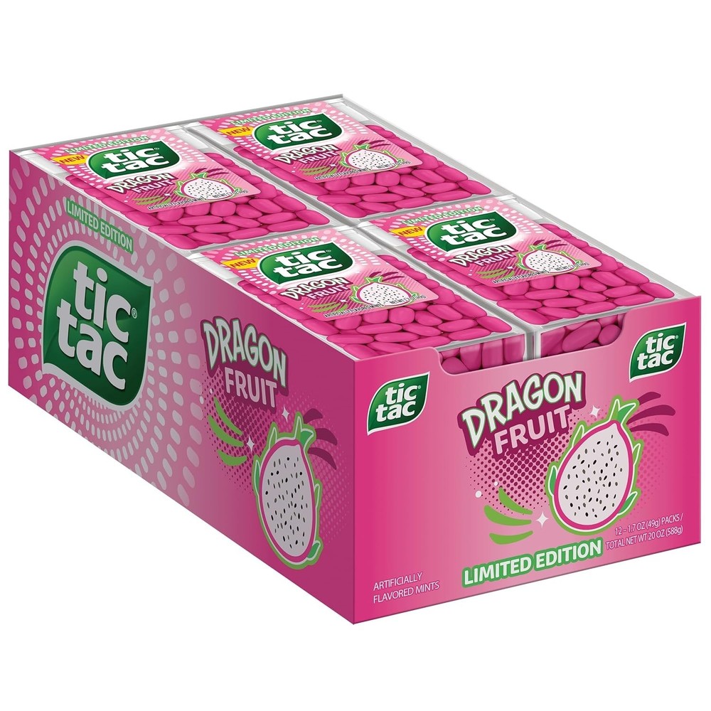 Tic Tac Dragon Fruit Mints, Bulk 12 Pack, 1.7 Oz Each