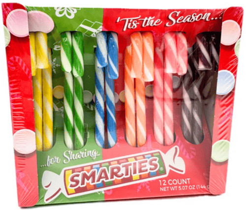 Smarties 6-Flavors Candy Canes Full Size 12 count Individually Wrapped BB 05/26