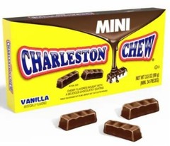 3.5oz/34ct Box CHARLESTON CHEW Mini Vanilla Chewy Candy Coated In Chocolate
