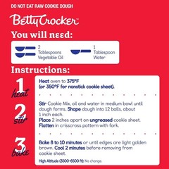 Betty Crocker Peanut Butter Cookie Mix, Makes twelve (12) 2-inch Cookies, 7.2 oz