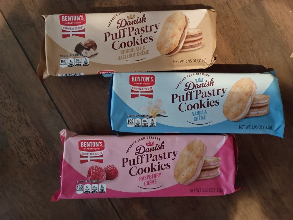 Benton’s European Cookies Danish Puff Pastry Cookies 3 Flavors 3.95oz (3 Bags)