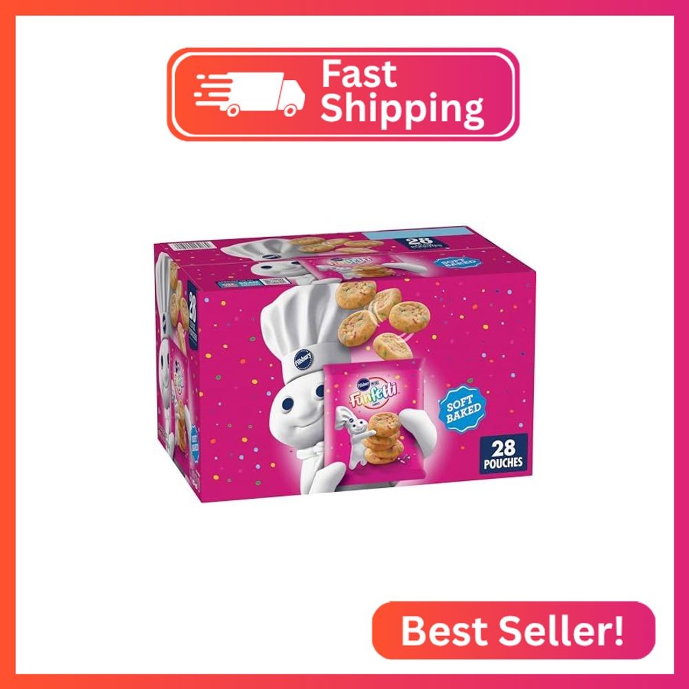 Pillsbury Mini Soft Baked Cookies, Funfetti, Snack Bags, 28 ct