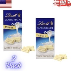 Lindt Classic Recipe White Chocolate Candy Bar 4.4 oz Premium Chocolate 2 Pack
