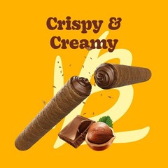 Bauducco Wafer Rolls Crispy Chocolate Wafer Rolls Filled w/ Creamy Hazelnut