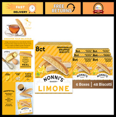 Lemon Biscotti Treats – 6 Boxes, 48 Crunchy Cookies, Perfect for Gifts & Snacks
