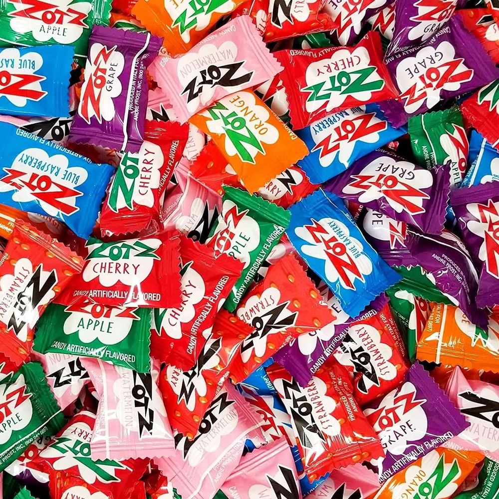 Zotz Fizzy Sour Candy, 7 Assorted Fruit Flavors Bulk Retro Hard Candy (2 Pounds)