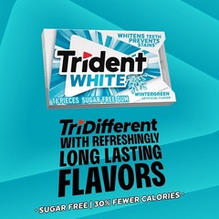 Trident White Wintergreen Sugar Free Gum, 9 Packs of 16 Pieces (144 Total