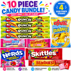 Candy Variety Pack 10 Piece Bundle Nerds Skittles Starburst Sour Punch Mix