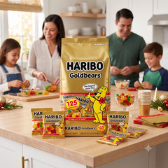 4 Pack Haribo Goldbears Gummi Candy, Mini Bags, 0.4 oz, 125-count