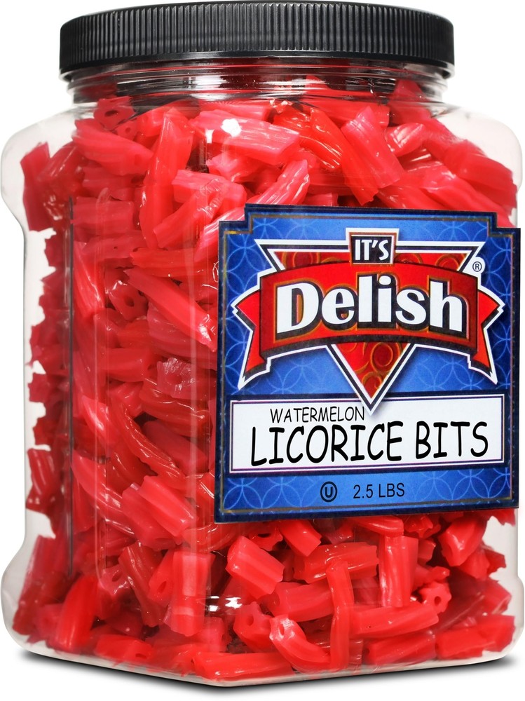 Watermelon Licorice Bits by Its Delish, 2.5 LBS (40 Oz) Jumbo Container Jar