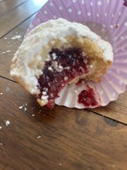 Raspberry Filled Amaretto Donut Muffins