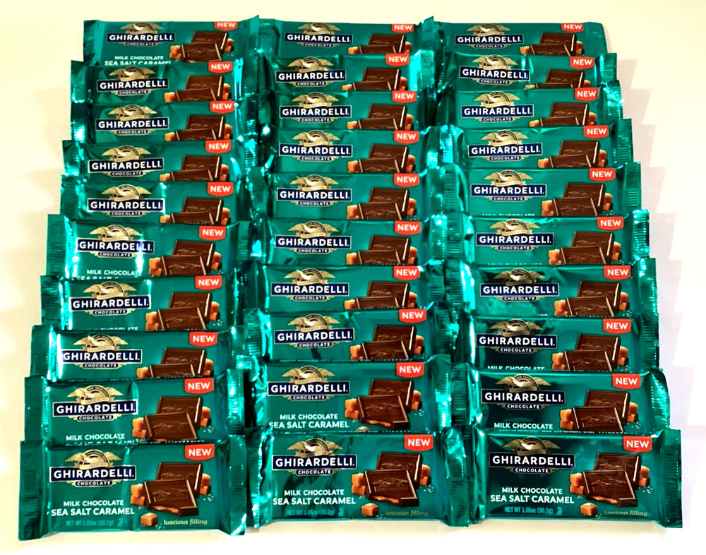 2 Lb GHIRARDELLI Milk Chocolate Sea Salt Caramel Square 30pck x 2 squares