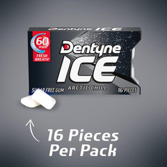 Dentyne Ice Arctic Chill Sugar Free Gum, 9 Packs of 16 Pieces (144 Total Pieces)