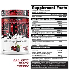 PRE LEAN Revolution, BALLISTIC BLACK CHERRY PRE WORKOUT 30 SERV HIGH STIM N.O.
