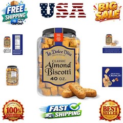 Classic Almond Italian Biscotti Cookie Snacks with Whole Almonds, 40 oz. Jar,…