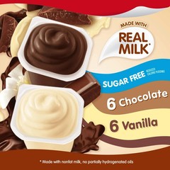 Snack Pack Sugar Free Chocolate & Vanilla Flavored Pudding Family Pack, 12 Count