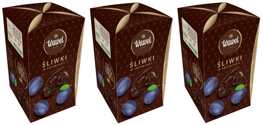 3 x Wawel PLUM in CHOCOLATE Pralines Box 3 x 180g / 6.34oz